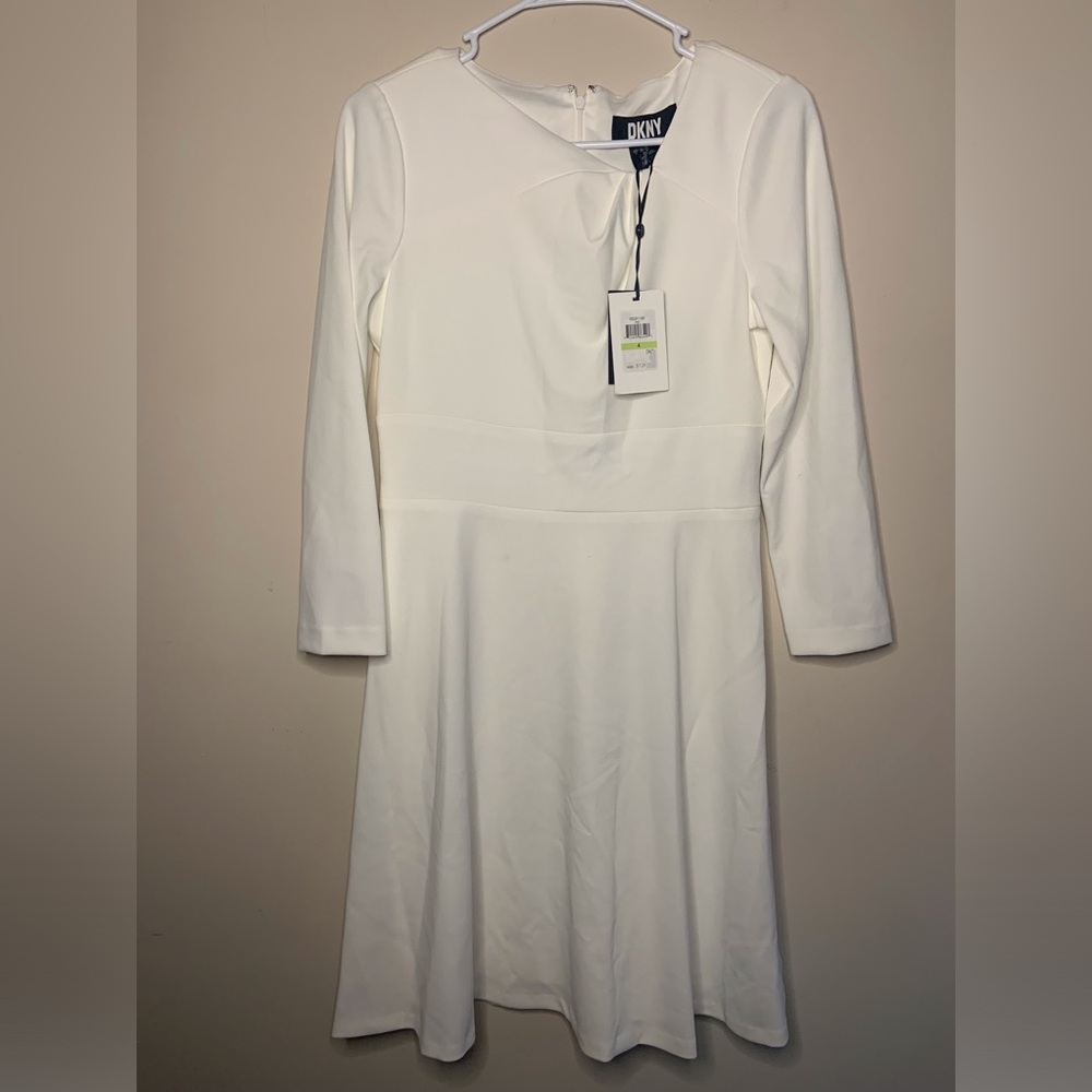 Elegant White Long-Sleeve Dress